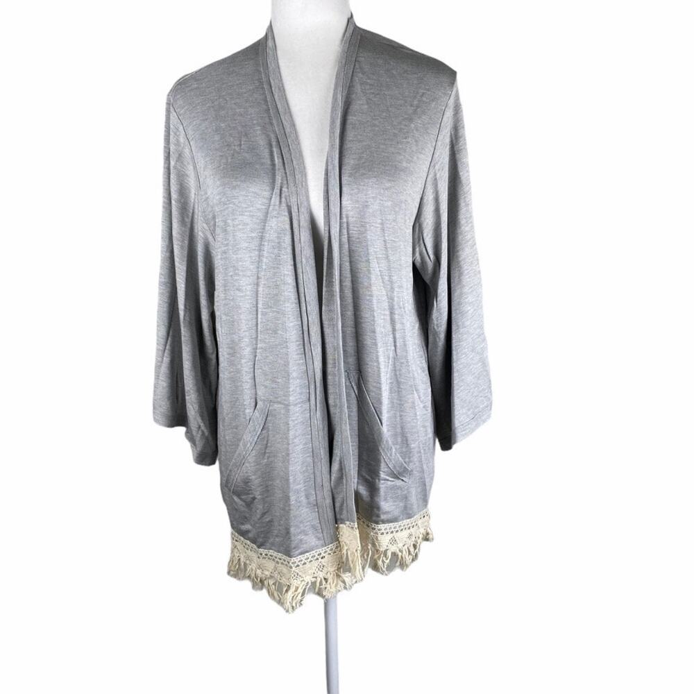LA Made Open Front Heather Gray Cardigan